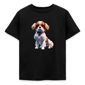 Cavalier King Charles Hund - Cavalier King Charles - Kinder T-Shirt - Schwarz - Vorne - AI Model Kid Female (0cm)