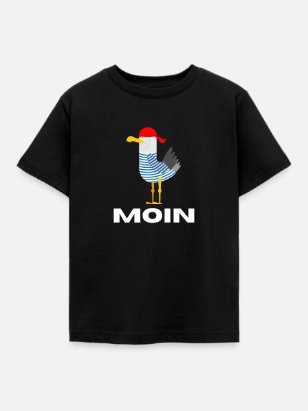 Moin Möwe Deutsch Geschenk - Kinder T-Shirt - Schwarz