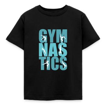 gymnastics, gymnast; Gymnastics - Kids' T-Shirt - black - Front - AI Model Kid Female (0cm)