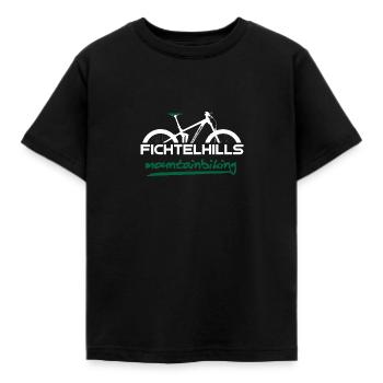 Fichtelhills Fully mountainbike Fichtelgebirge - Kinder T-Shirt - Schwarz - Vorne - AI Model Kid Female (0cm)