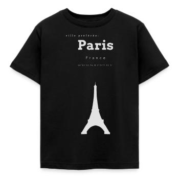 Coordonnées de la mémoire de la ville préférée de Paris - T-shirt Enfant - noir - Devant - AI Model Kid Female (0cm)