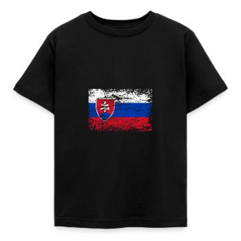 Drapeau de la Slovaquie Aspect utilisé - T-shirt Enfant - noir - Devant - AI Model Kid Female (0cm)