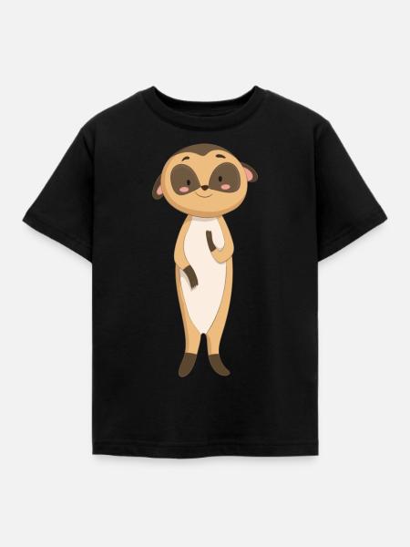 Meerkatze Erdmännchen - Kinder T-Shirt - Schwarz