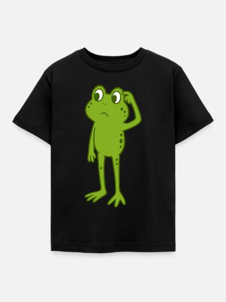 Frosch kratzt sich am Kopf - Kinder T-Shirt - Schwarz