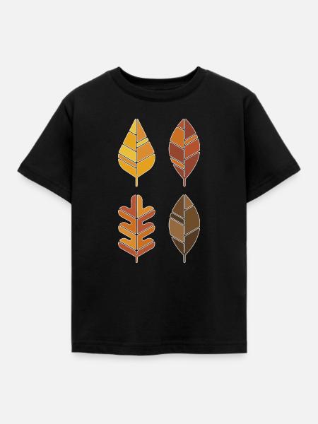 Vier Herbstblätter Raster - Kinder T-Shirt - Schwarz