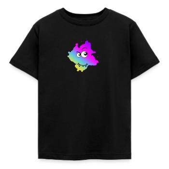 Kleksi© - The stain with style #Rainbow - Kids' T-Shirt - black - Front - AI Model Kid Female (0cm)