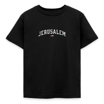 Support Jerusalem: Palestinian Heritage Design - Kids' T-Shirt - black - Front - AI Model Kid Female (0cm)