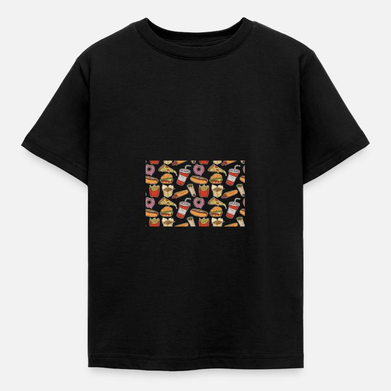Fast Food Muster - Kinder T-Shirt - Schwarz