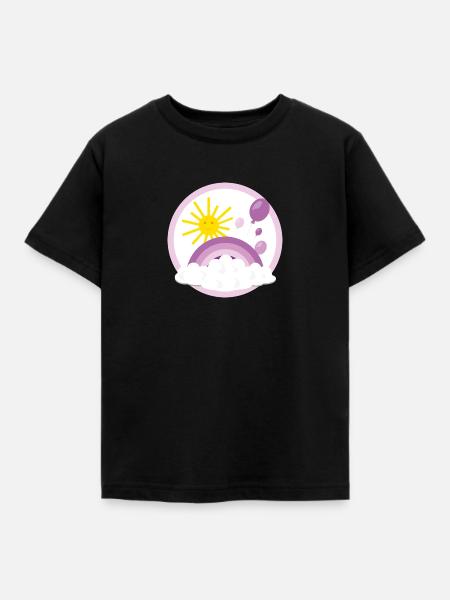 Luftiger Kinder Regenbogen in rosa. - Kinder T-Shirt - Schwarz