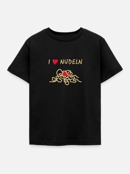 I Love Nudeln - V2 - Kinder T-Shirt - Schwarz