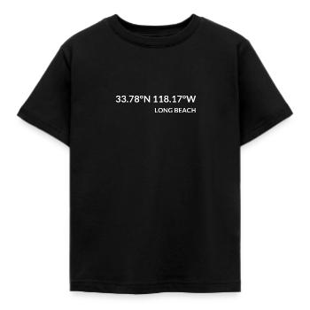 Long Beach California USA Koordinaten - Kinder T-Shirt - Schwarz - Vorne - AI Model Kid Female (0cm)