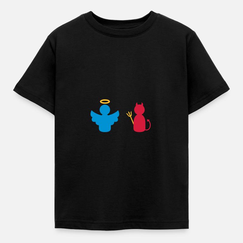 ★ Couleurs de conception modifiables ★ Anges et démons - T-shirt Enfant - noir