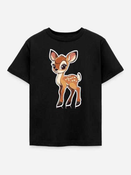Reh - Kinder T-Shirt - Schwarz