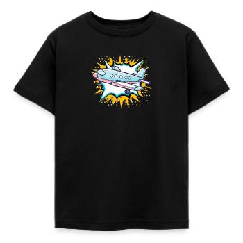Flugzeug Flughafen - Kinder T-Shirt - Schwarz - Vorne - AI Model Kid Female (0cm)