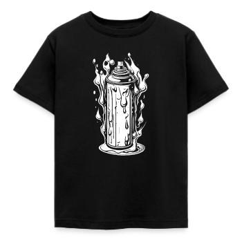 Bombe aérosol comique avec des gouttes et des flammes - T-shirt Enfant - noir - Devant - AI Model Kid Female (0cm)