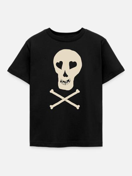 Skull mit Knochen - Kinder T-Shirt - Schwarz