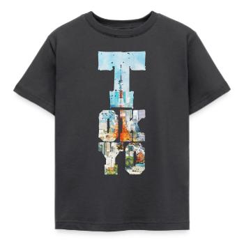TOKYO TOWER FONT WATERCOLOR - Kids' T-Shirt - dark grey - Front - AI Model Kid Female (0cm)