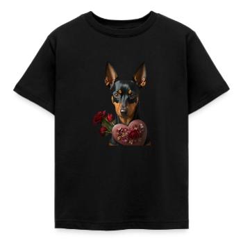 Pinscher miniature Saint-Valentin - T-shirt Enfant - noir - Devant - AI Model Kid Female (0cm)