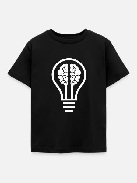 brain light bulb - Kinder T-Shirt - Schwarz