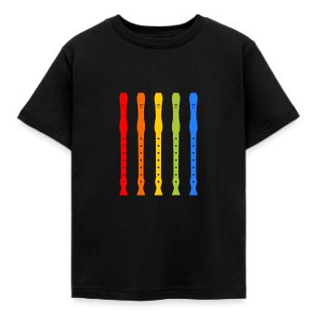 farbenfrohe Blockflöten - Kinder T-Shirt - Schwarz - Vorne - AI Model Kid Female (0cm)