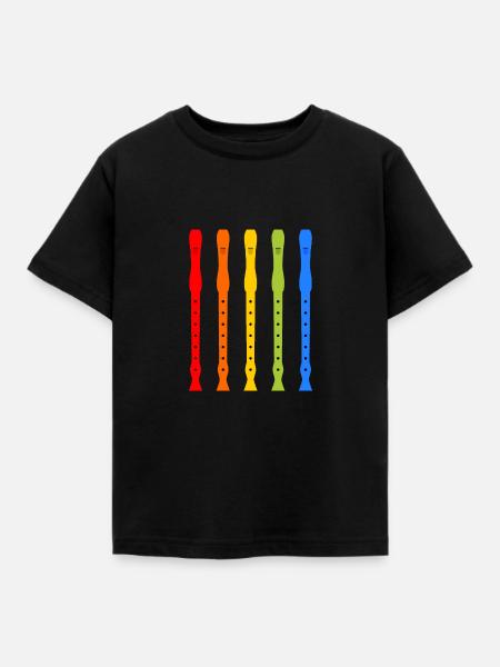 farbenfrohe Blockflöten - Kinder T-Shirt - Schwarz