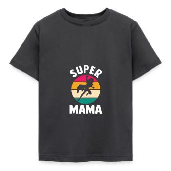 Mutter Superheldin Mama - Kinder T-Shirt - Dunkelgrau - Vorne - AI Model Kid Female (0cm)
