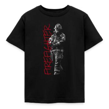 Firefighter firefighter insert shirt gift - Kids' T-Shirt - black - Front - AI Model Kid Female (0cm)