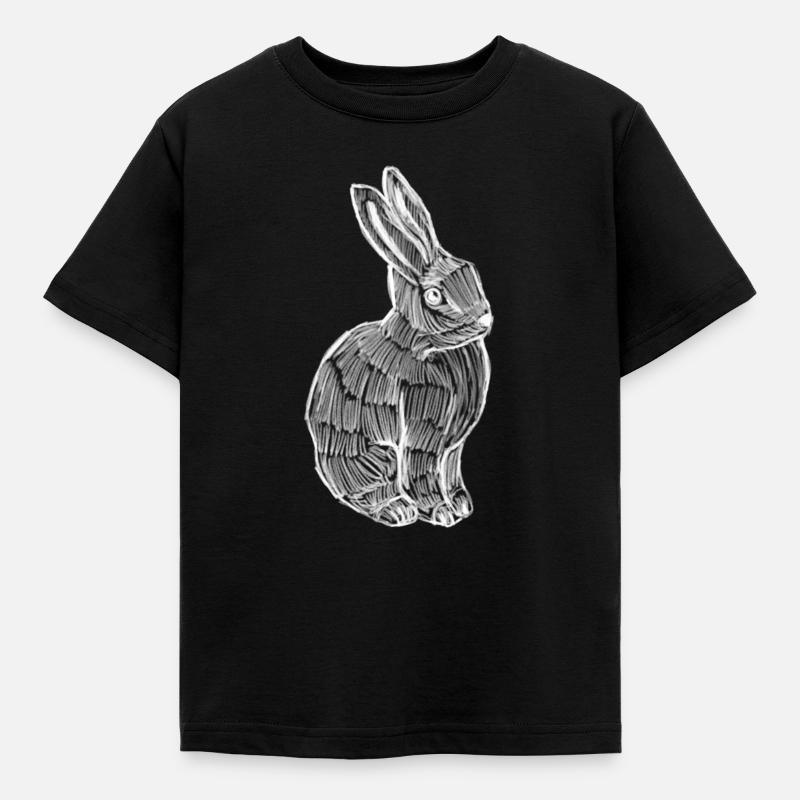 Rabbit Silhouette Spring Print - Kids' T-Shirt - black