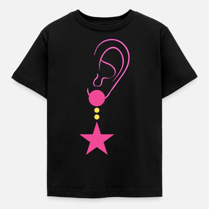 Oreille avec boucle d’oreille - T-shirt Enfant - noir