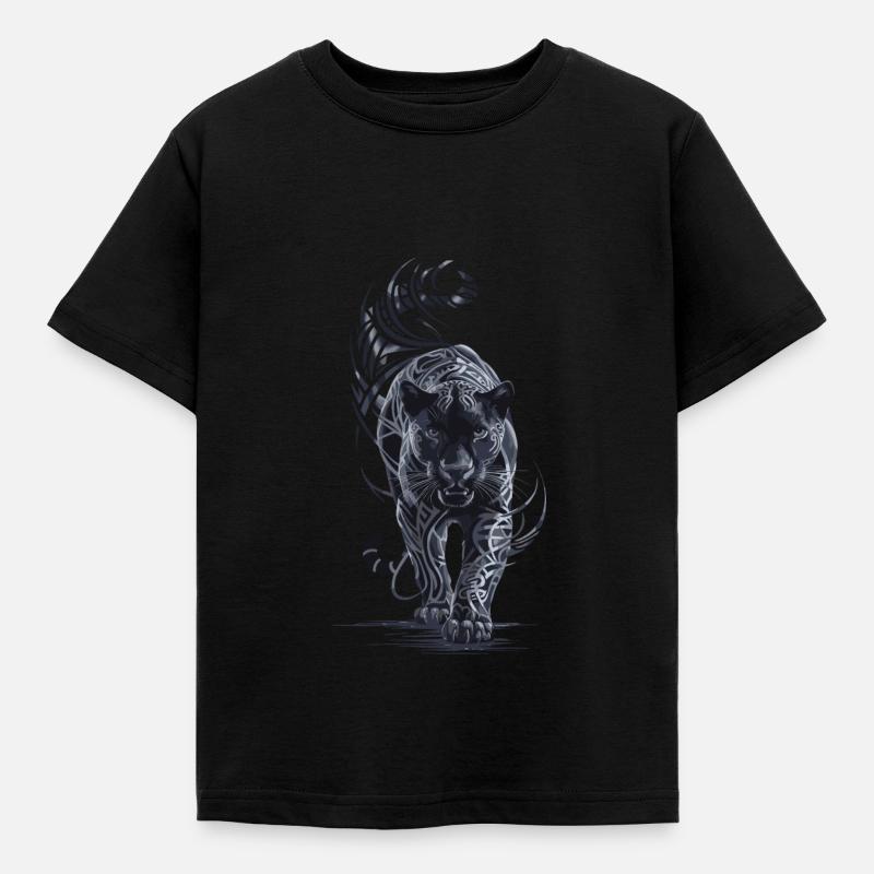 Schwarzer Panther Großkatze - Kinder T-Shirt - Schwarz