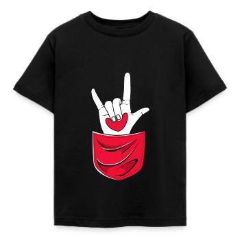Gebärdensprache Gebärde ASL gehörlos - Kinder T-Shirt - Schwarz - Vorne - AI Model Kid Female (0cm)