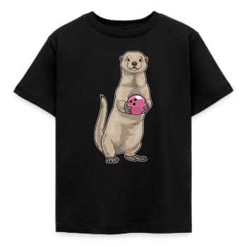 Otter Bowling Boule de bowling - T-shirt Enfant - noir - Devant - AI Model Kid Female (0cm)