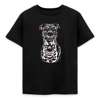 Gloomy Dog Illustration Print - Kids' T-Shirt - black - Front - AI Model Kid Female (0cm)