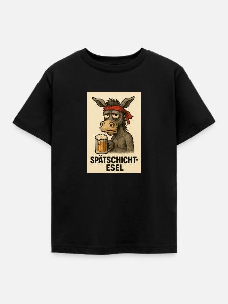 Spätschicht Esel - Kinder T-Shirt - Schwarz