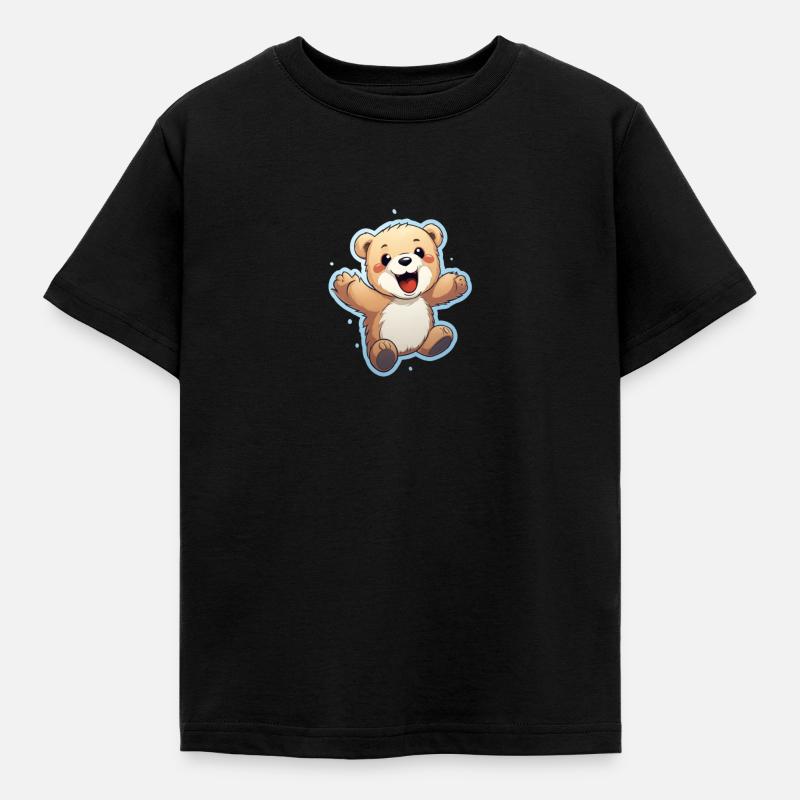 cute bear who jumps happily - Kinder T-Shirt - Schwarz