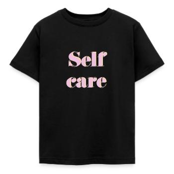 Self-care - Kids' T-Shirt - black - Front - AI Model Kid Female (0cm)