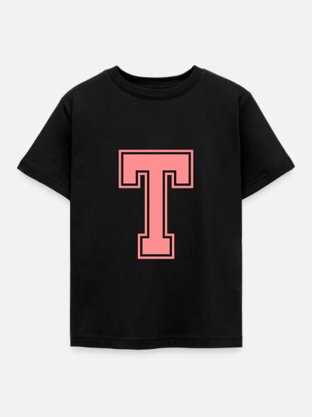 Buchstabe T - Kinder T-Shirt - Schwarz