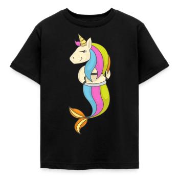 Unicorn Mermaid Princess Gift - Kids' T-Shirt - black - Front - AI Model Kid Female (0cm)