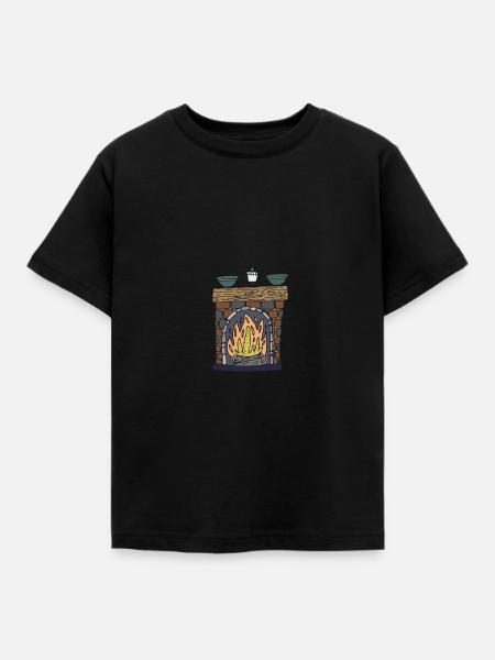 Kamin - Kinder T-Shirt - Schwarz