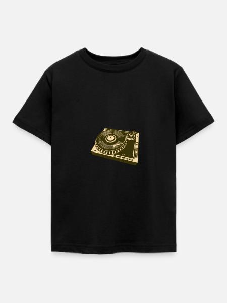 Plattenspieler - Kinder T-Shirt - Schwarz