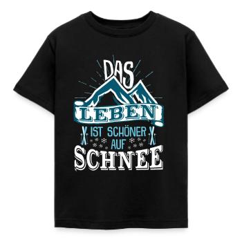 Das Leben ist schöner auf Schnee Winter Skifahren - Kinder T-Shirt - Schwarz - Vorne - AI Model Kid Female (0cm)
