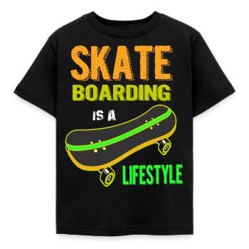 Skateboardskateboard, skateboarden, skateboarder, - Kinder T-Shirt - Schwarz - Vorne - AI Model Kid Female (0cm)