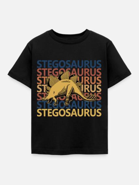 Stegosaurus Dinosaur Dino - Kinder T-Shirt - Schwarz