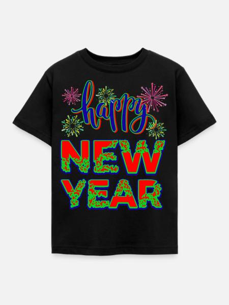 Neujahr Happy New year - Kinder T-Shirt - Schwarz