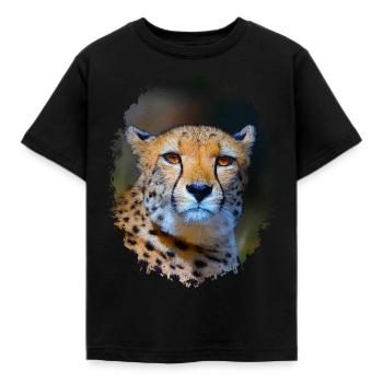 Gepard - Kinder T-Shirt - Schwarz - Vorne - AI Model Kid Female (0cm)