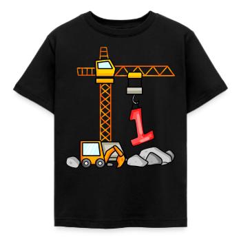 Kinder Geburtstagsshirt Bagger 1 Junge Baustelle 1 - Kinder T-Shirt - Schwarz - Vorne - AI Model Kid Female (0cm)