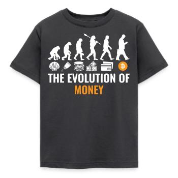Bitcoin Evolution Crypto Millionaire Cryptocurrency - Kids' T-Shirt - dark grey - Front - AI Model Kid Female (0cm)