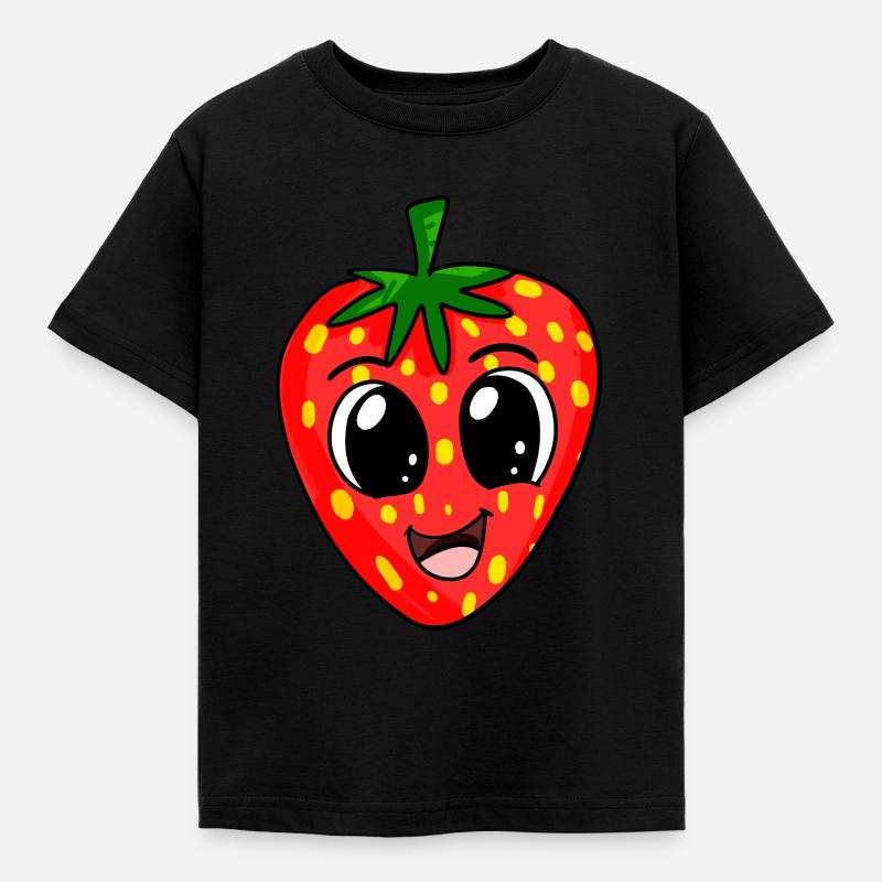 Erdbeere - Kinder T-Shirt - Schwarz
