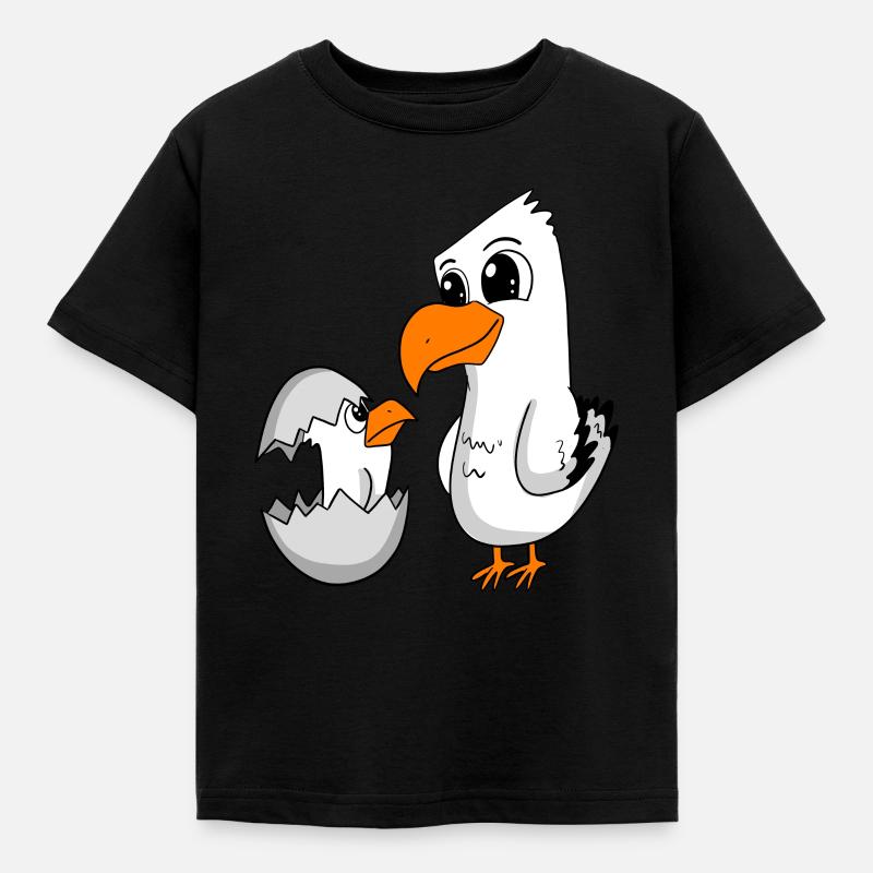 Mouette avec bébé Mouette - T-shirt Enfant - noir