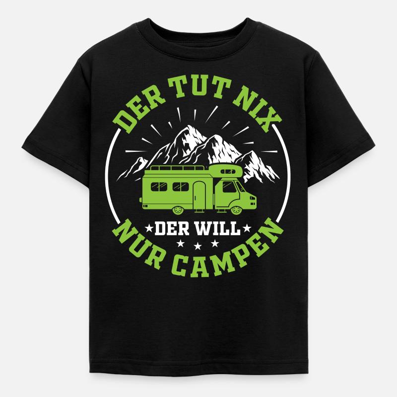 Camper Camping - Kinder T-Shirt - Schwarz